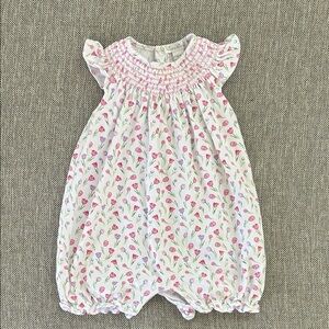 Kissy Kissy White Floral Smocked Baby One-Piece